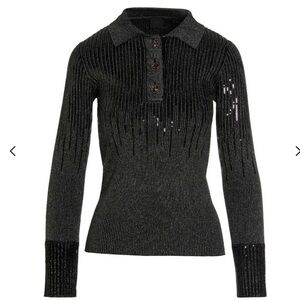 Pinko Sequin Embellished Ribbed Knitted Top. Size L